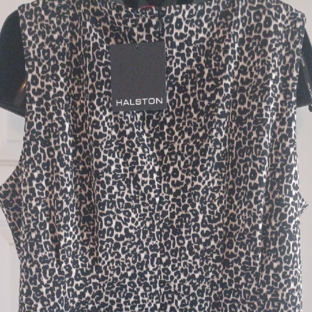 Halston Heritage Black and Brown Midi Dress, 22 - Picture 7 of 9